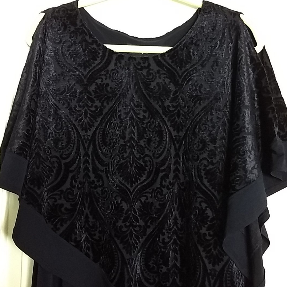 Navy Cape Special Occasion Dress - Picture 2 of 7